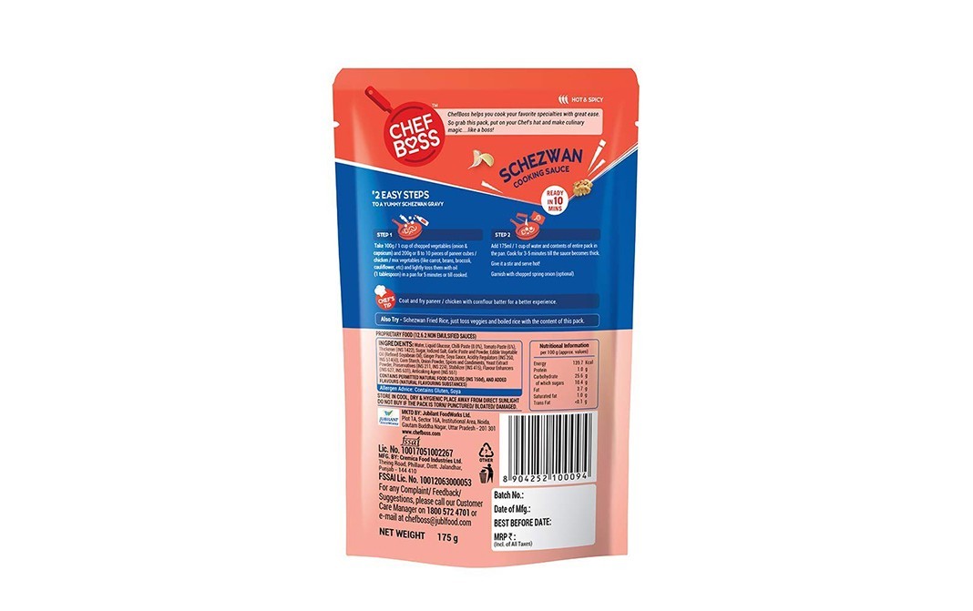 Chef Boss Schezwan Cooking Sauce    Pack  175 grams
